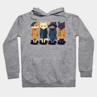 Cute Lady Cats Kittens in Anorak Raincoats Hoodie